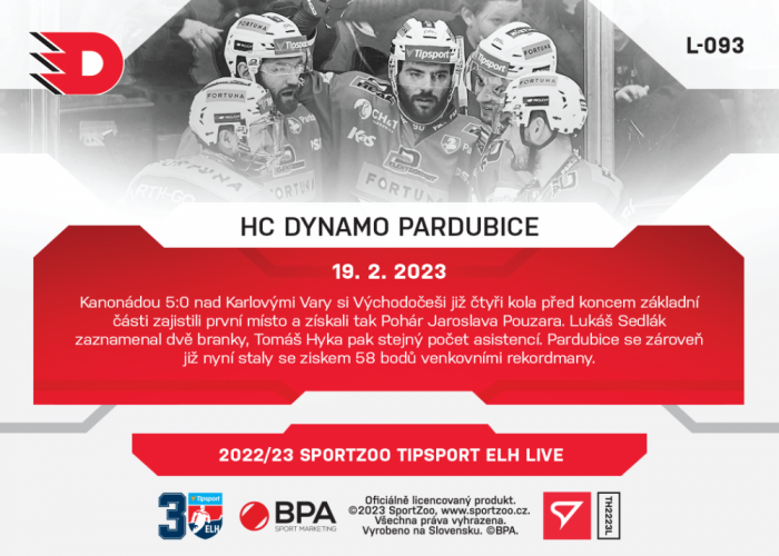 L-093 HC Dynamo Pardubice TELH 2022/23 LIVE