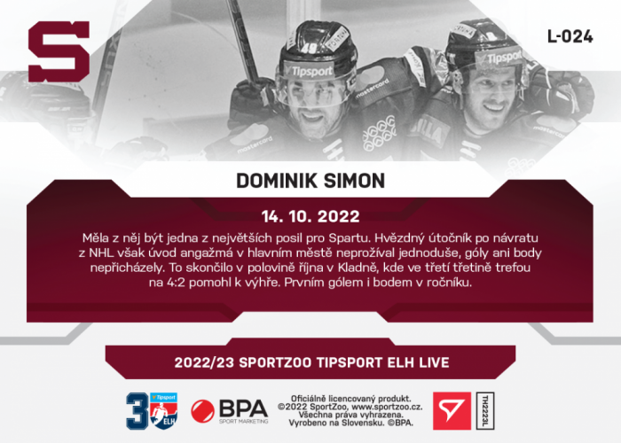 L-024 Dominik Simon TELH 2022/23 LIVE