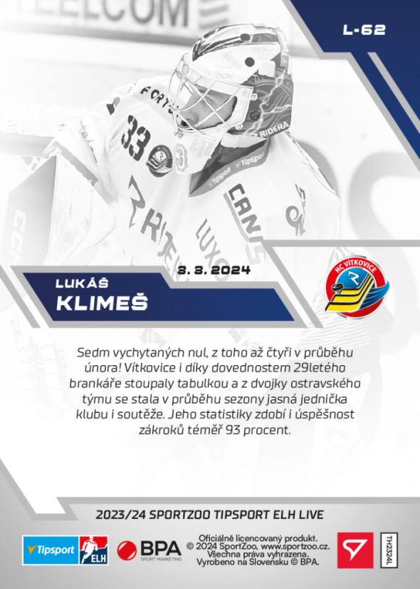 L-62 Lukáš Klimeš TELH 2023/24 LIVE