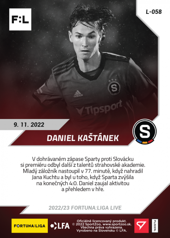 L-058 Daniel Kaštánek FORTUNA:LIGA 2022/23 LIVE