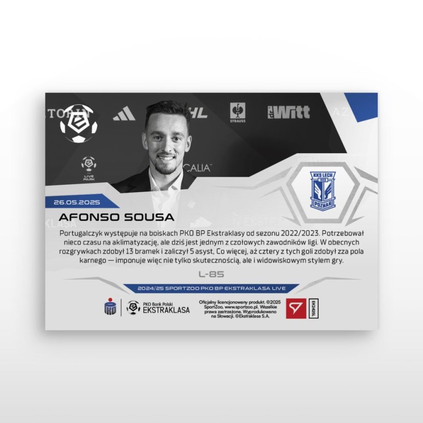L-85 Afonso Sousa PKO BP Ekstraklasa 2024/25 LIVE + HOLDER