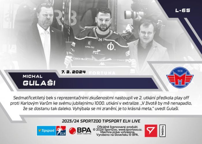 L-65 SADA Michal Gulaši TELH 2023/24 LIVE + HOLDER