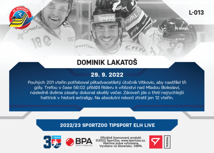 L-013 Dominik Lakatoš TELH 2022/23 LIVE