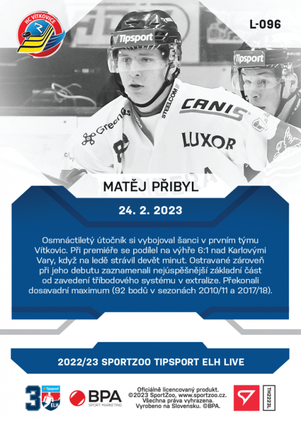 L-096 Matěj Přibyl TELH 2022/23 LIVE