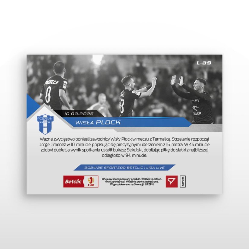 L-39 SADA Wisła Płock Betclic 1 Liga 2024/25 LIVE + HOLDER