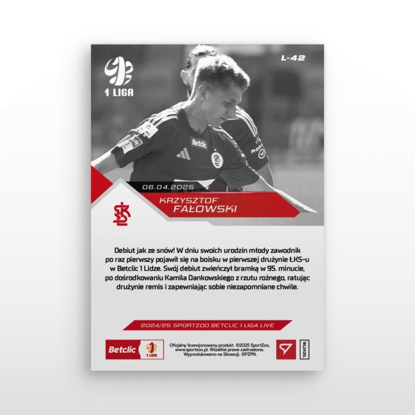 L-42 SADA Krzysztof Fałowski Betclic 1 Liga 2024/25 LIVE + HOLDER