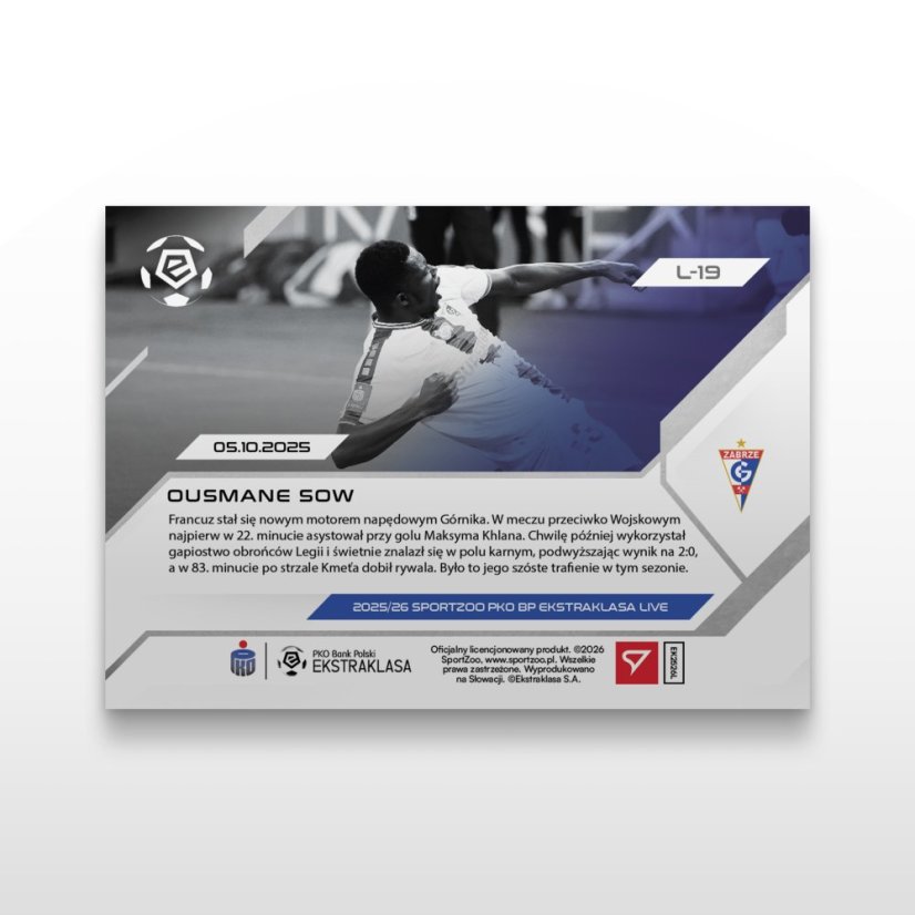 Fotbalová kartička L-19 Ousmane Sow - SportZoo PKO BP Ekstraklasa 2025/26 LIVE