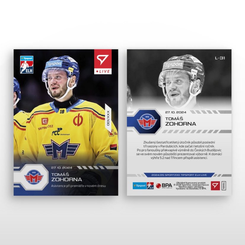 L-31 Tomáš Zohorna TELH 2024/25 LIVE