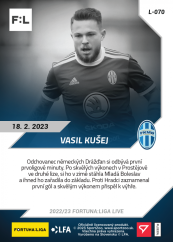 L-070 Vasil Kušej FORTUNA:LIGA 2022/23 LIVE