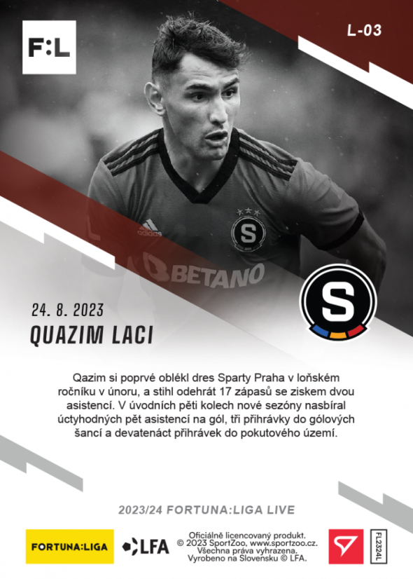 L-03 Qazim Laci FORTUNA:LIGA 2023/24 LIVE