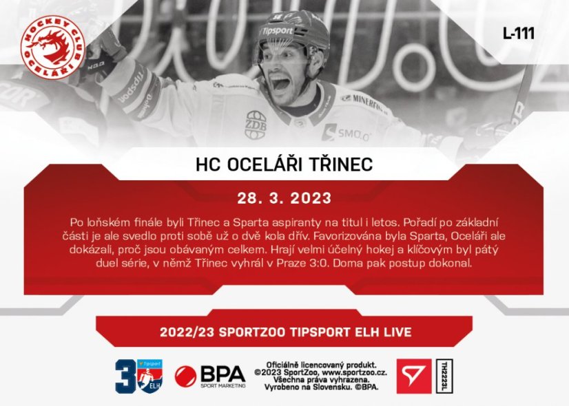 L-111 HC Oceláři Třinec TELH 2022/23 LIVE