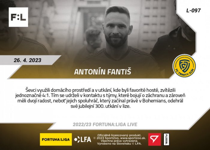 L-097 Antonín Fantiš FORTUNA:LIGA 2022/23 LIVE